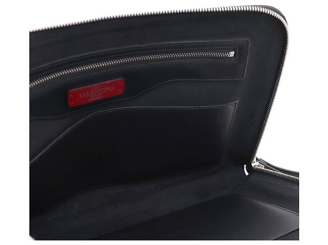 Valentino Portafoglio e clutch in pelle di vitello VLTN Document Case Nero - vista 8