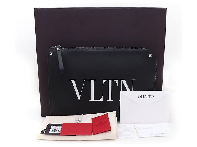 Valentino Portafoglio e clutch in pelle di vitello VLTN Document Case Nero - vista 9