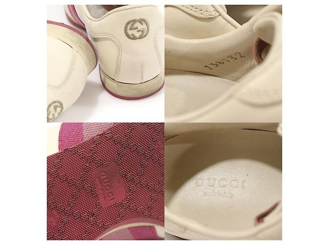 Gucci Sneaker basse WEB Icon in pelle beige da donna Marrone - vista 7