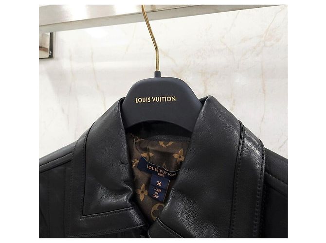 Louis Vuitton Abito in pelle a righe con zip Nero - vista 3