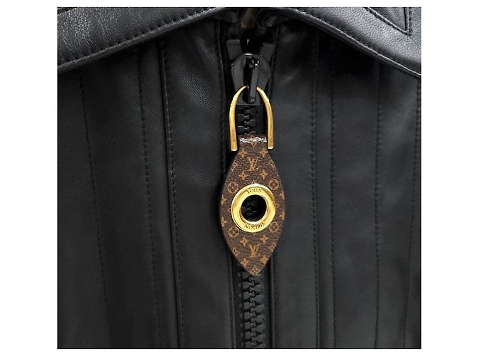 Louis Vuitton Abito in pelle a righe con zip Nero - vista 4