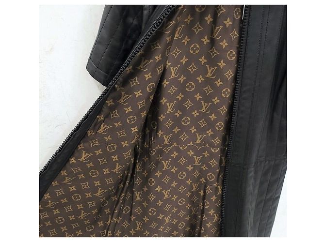 Louis Vuitton Abito in pelle a righe con zip Nero - vista 5