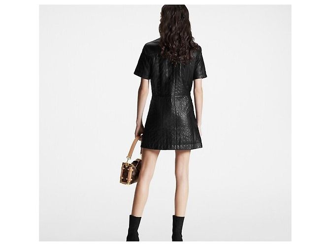 Louis Vuitton Abito in pelle a righe con zip Nero - vista 8
