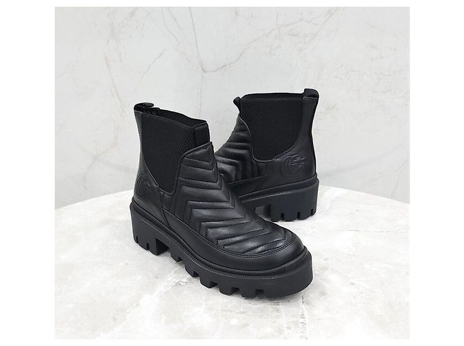 Gucci Botas Chelsea matelassé negras Negro - vista 3
