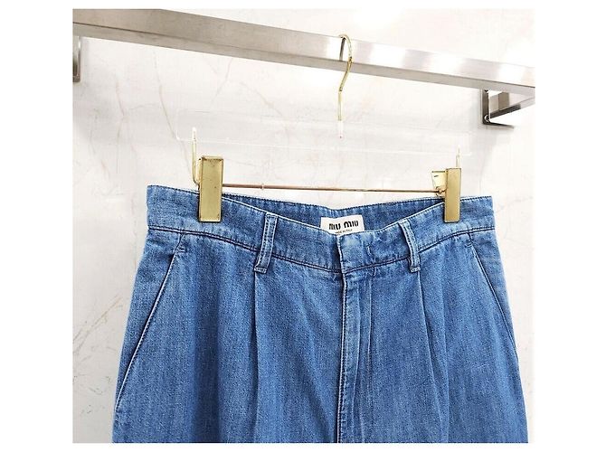 Miu Miu Pantaloni in denim chambray blu classico - vista 3