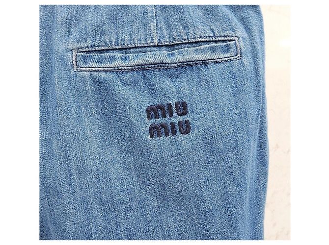 Miu Miu Pantaloni in denim chambray blu classico - vista 4