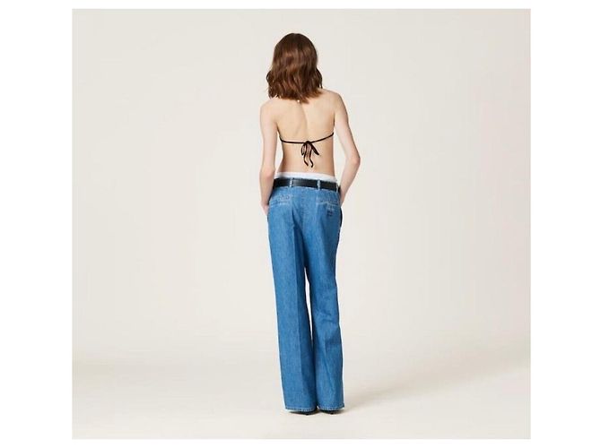 Miu Miu Pantaloni in denim chambray blu classico - vista 7