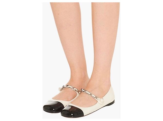 Miu Miu Weiße Lack-Ballerinas - Ansicht 9