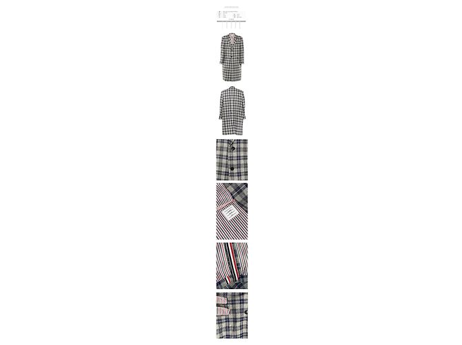 Thom Browne Oversized Tartan Check Wool Coat Mad Gray - view 2