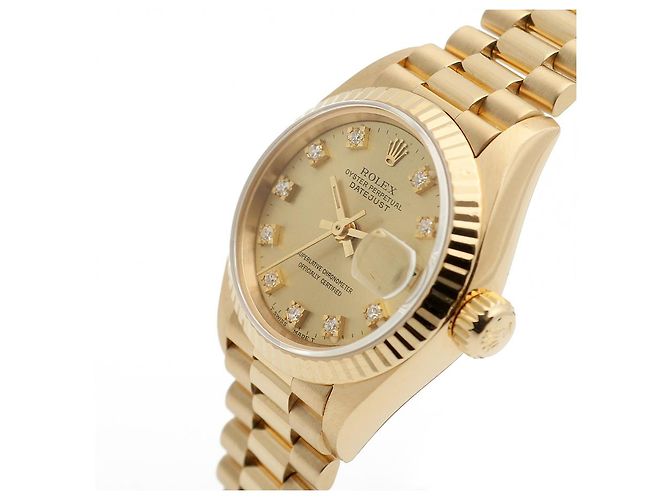 Rolex Datejust Gold Aftersetting Diamond Damenuhr Gelb - Ansicht 11