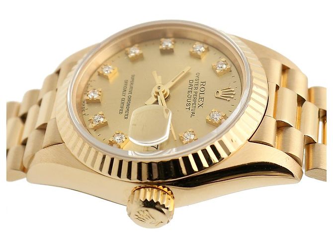 Rolex Datejust Gold Aftersetting Diamond Damenuhr Gelb - Ansicht 13