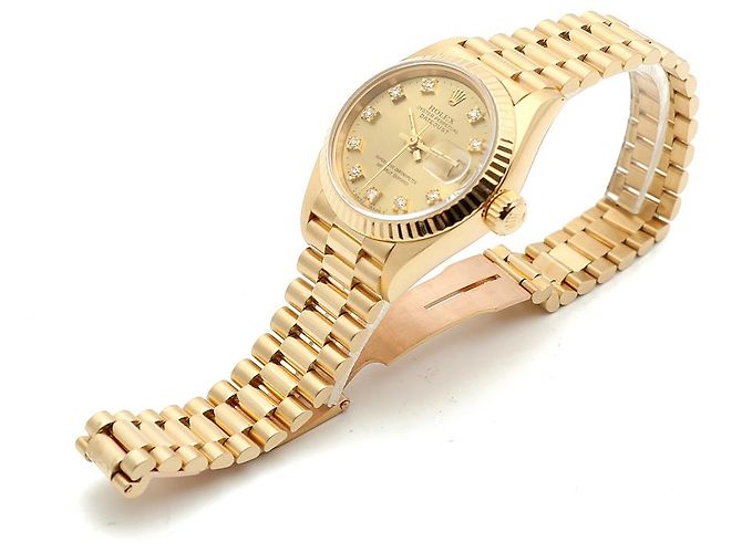 Rolex Datejust Gold Aftersetting Diamond Damenuhr Gelb - Ansicht 18