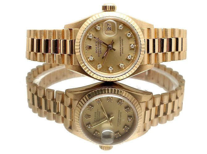 Rolex Datejust Gold Aftersetting Diamond Damenuhr Gelb - Ansicht 20