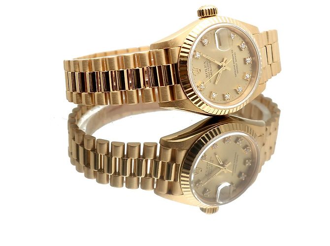 Rolex Datejust Gold Aftersetting Diamond Damenuhr Gelb - Ansicht 21