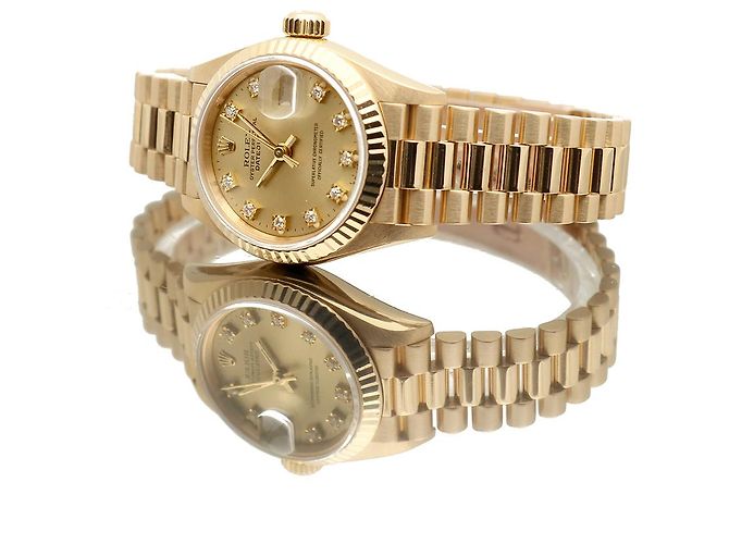 Rolex Datejust Gold Aftersetting Diamond Damenuhr Gelb - Ansicht 22