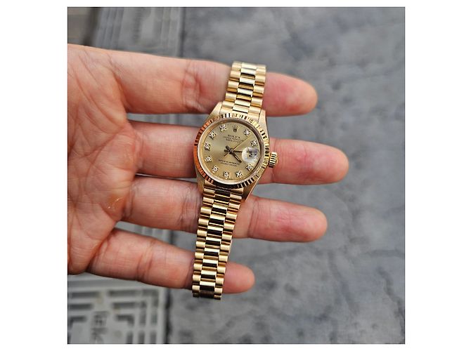 Rolex Datejust Gold Aftersetting Diamond Damenuhr Gelb - Ansicht 3