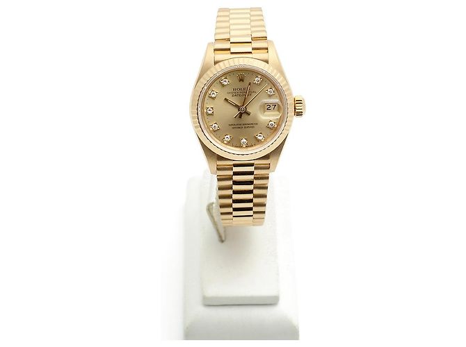 Rolex Datejust Gold Aftersetting Diamond Damenuhr Gelb - Ansicht 4