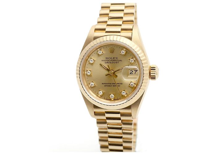 Rolex Datejust Gold Aftersetting Diamond Damenuhr Gelb - Ansicht 9