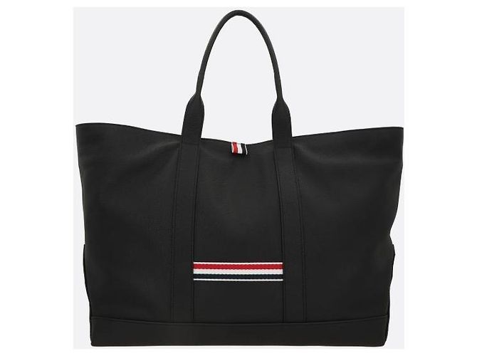 Thom Browne Bolsa Tote Medium em couro de grão macio - vista 3