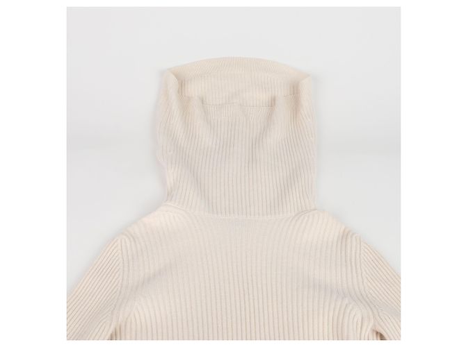 Hermès Strickwärmer aus Woll-Kaschmir-Mischung, Farbe Ivory, Größe Weiß - Ansicht 3
