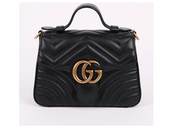 Gucci Mini borsa a mano GG Marmont con catena Nero - vista 2