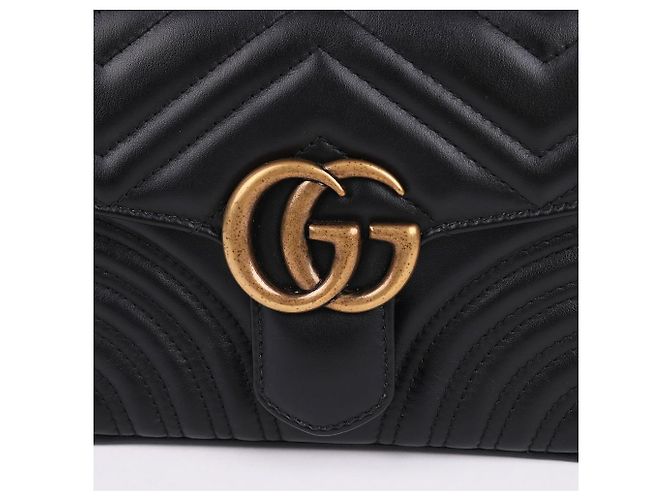Gucci Mini borsa a mano GG Marmont con catena Nero - vista 3