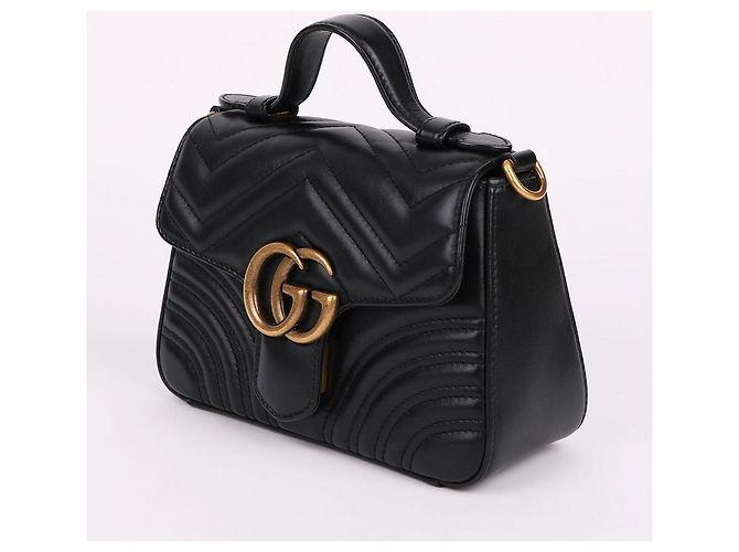 Gucci Mini borsa a mano GG Marmont con catena Nero - vista 4