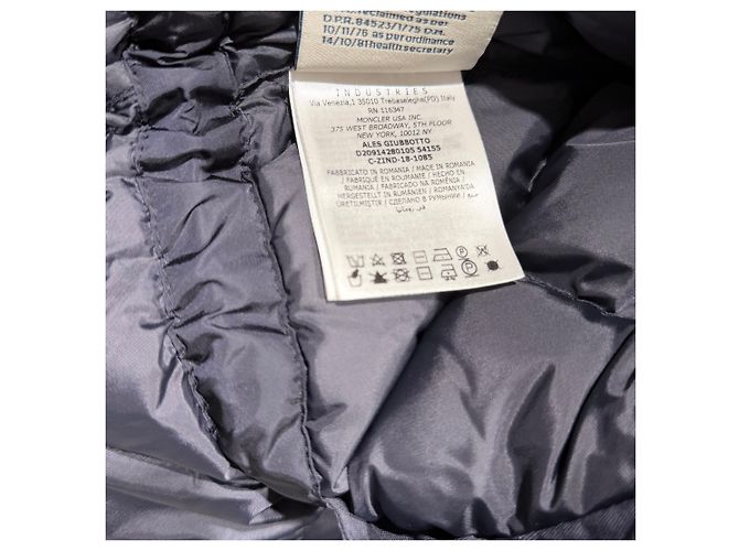 Moncler Logo Patch Hooded Long Down Jacket Navy Blue - view 10