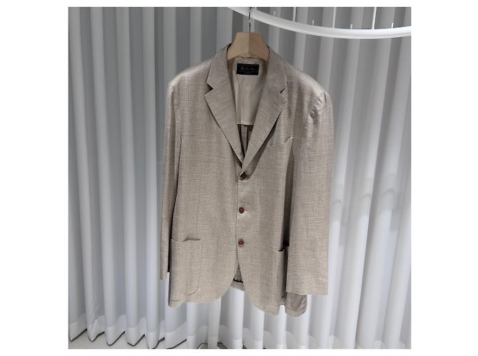 Loro Piana Light Glen Check Wool Jacket Blazer Brown - view 2