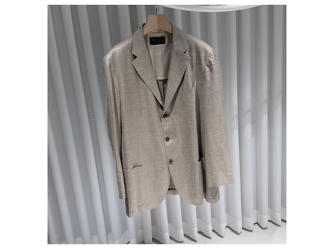 Loro Piana Light Glen Check Wool Jacket Blazer Brown - view 3