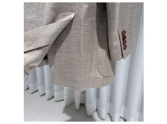 Loro Piana Light Glen Check Wool Jacket Blazer Brown - view 5