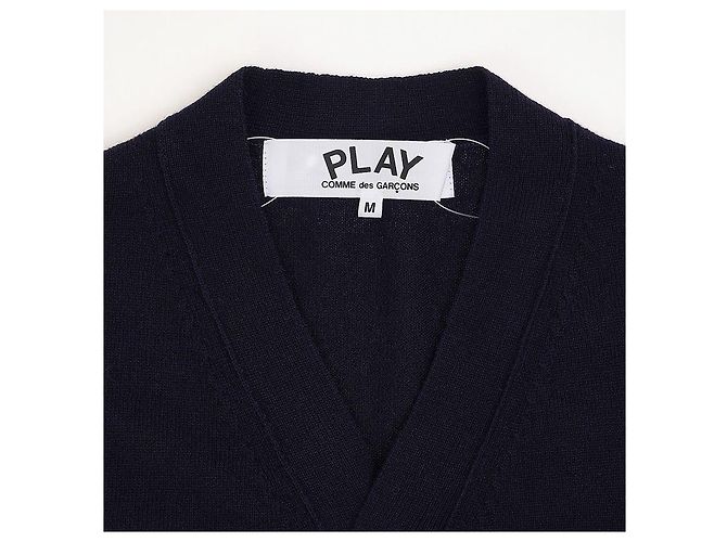 Comme Des Garcons NAVY Unisex Cardigan mit goldenem Herz-Patch Blau - Ansicht 3