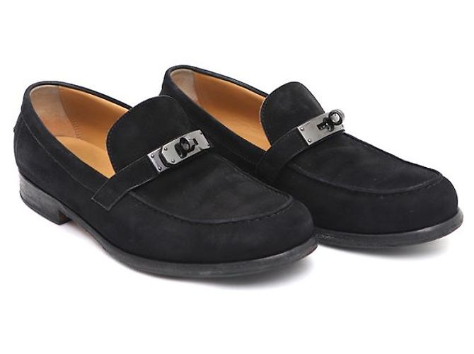 Hermès Mocassini Destin Kelly in scamosciato da uomo Nero - vista 10