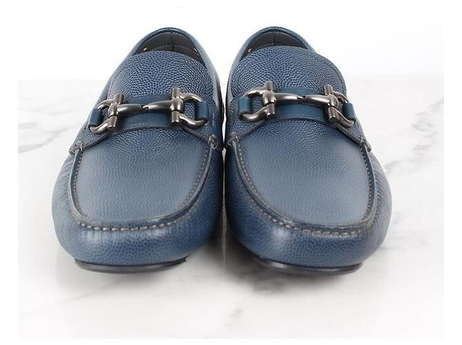 Salvatore Ferragamo Mocassino in pelle blu navy - vista 3