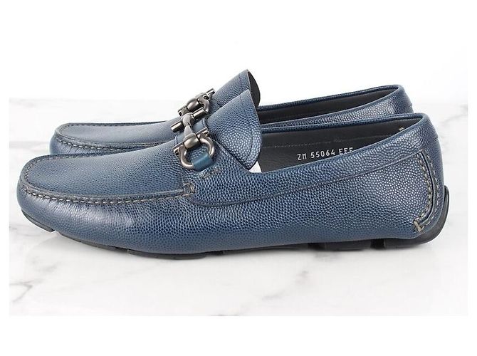 Salvatore Ferragamo Mocassino in pelle blu navy - vista 4