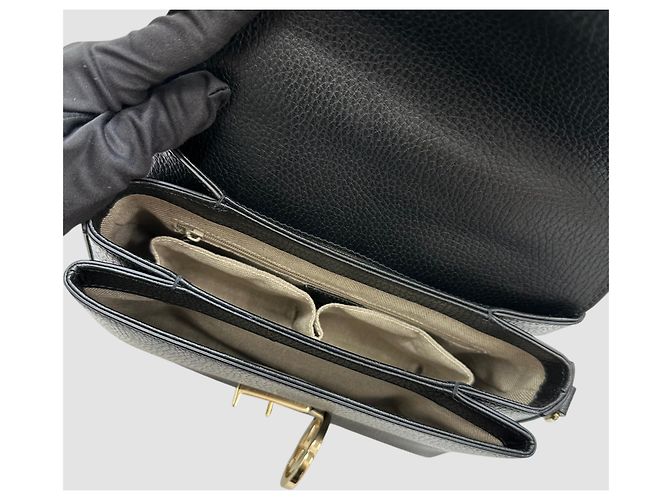 Gucci Interlocking Leather Top Handle Chain Shoulder Bag Black - view 6
