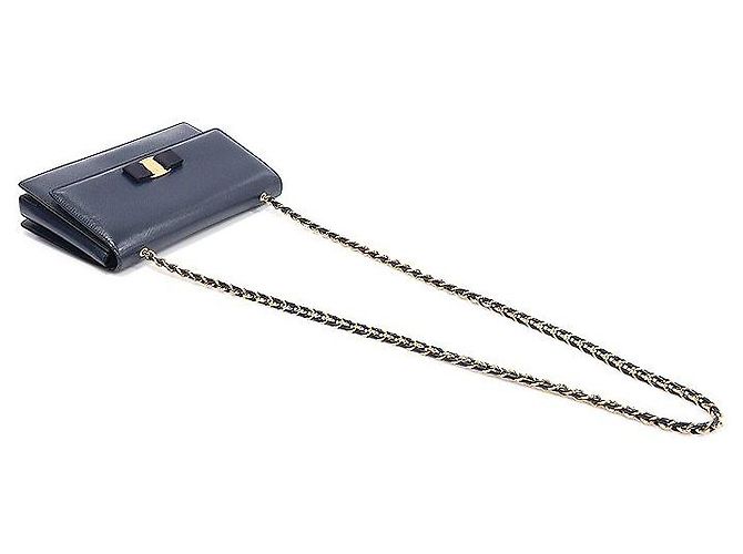 Salvatore Ferragamo Bolso de hombro Ginny Chain en Saffiano Vara azul marino - vista 4