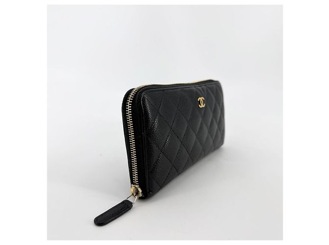 Chanel Cartera Larga Caviar Gold-Zip Negro - vista 10
