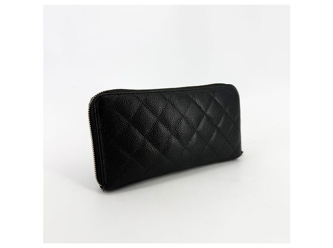 Chanel Cartera Larga Caviar Gold-Zip Negro - vista 3
