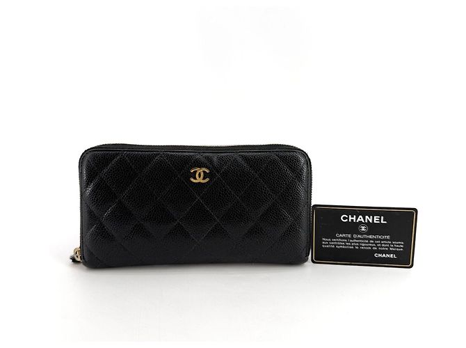 Chanel Cartera Larga Caviar Gold-Zip Negro - vista 7