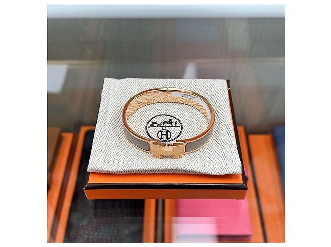 Hermès Pulsera Click PM Oro Rosa Maroon Glacé - vista 2