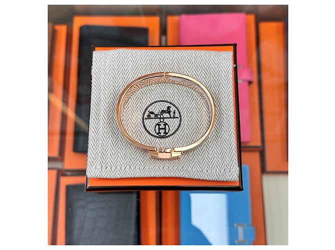 Hermès Pulsera Click PM Oro Rosa Maroon Glacé - vista 3