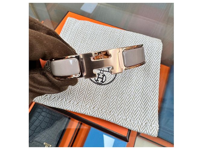 Hermès Pulsera Click PM Oro Rosa Maroon Glacé - vista 4