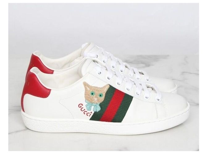 Gucci Ace Cat bestickte Sneaker Weiß - Ansicht 3