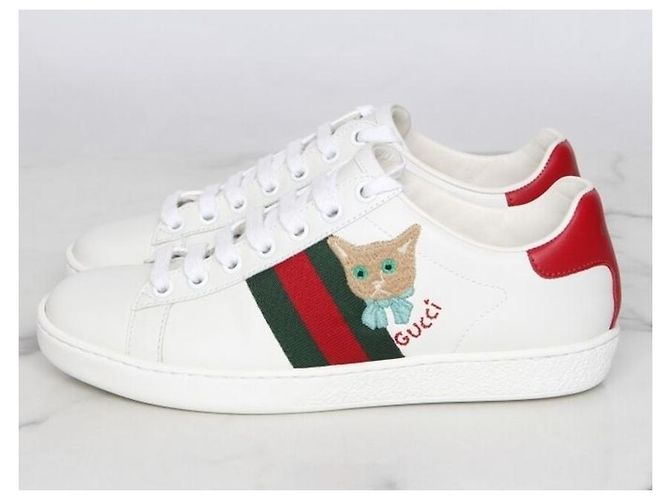 Gucci Ace Cat bestickte Sneaker Weiß - Ansicht 4