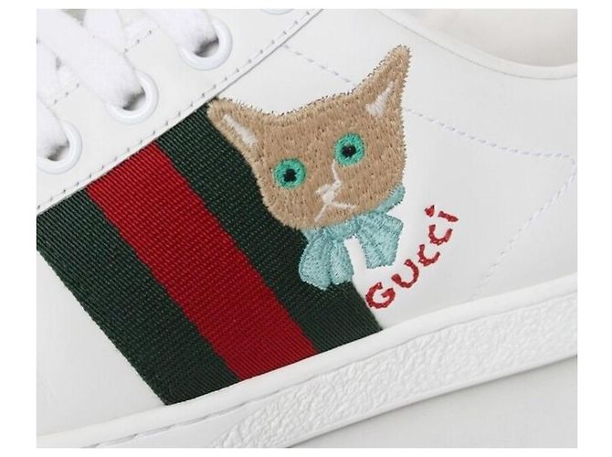 Gucci Ace Cat bestickte Sneaker Weiß - Ansicht 7
