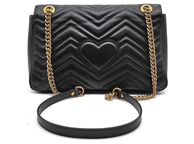 Gucci Borsa a Spalla Marmont Matelassé Nero - vista 3