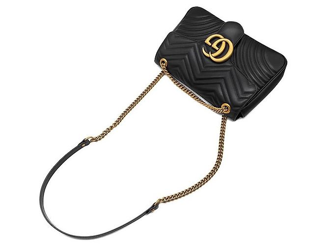Gucci Borsa a Spalla Marmont Matelassé Nero - vista 4