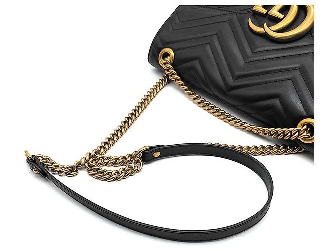 Gucci Borsa a Spalla Marmont Matelassé Nero - vista 5