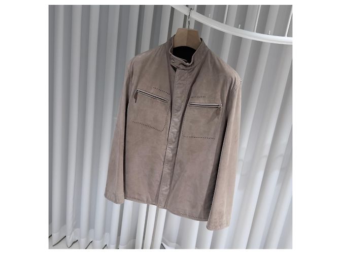 Hermès Bomber in pelle di vitello scamosciata Marrone - vista 2